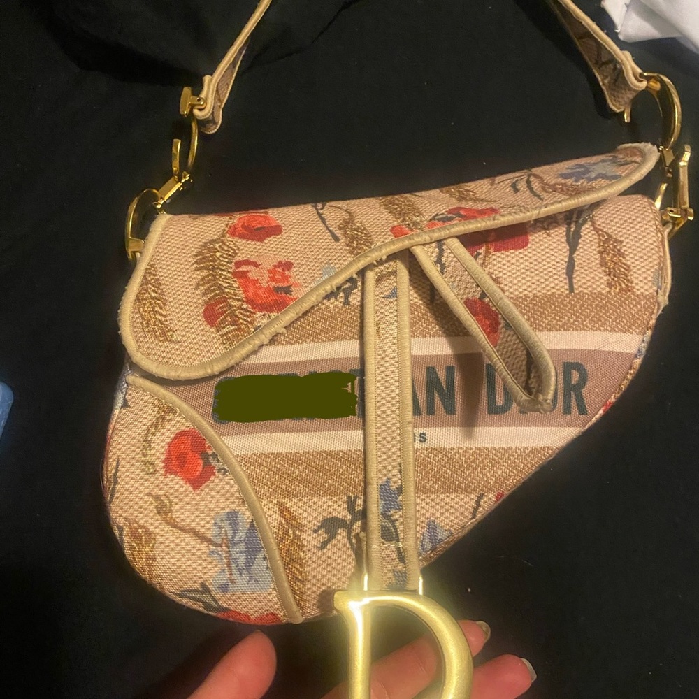 Saddle bag purse, canvas floral handbag